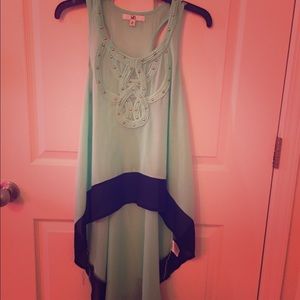 High-Low Green & Blue See Through Tank